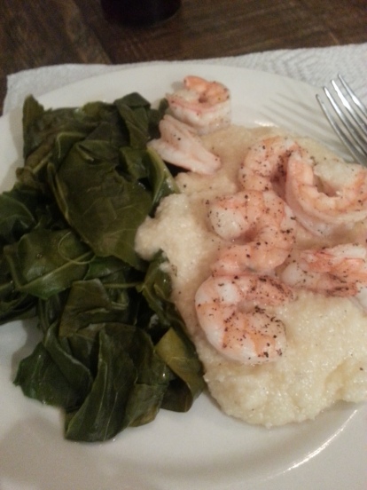 collards, grits and shrimp