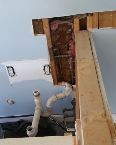 bar sink being removed